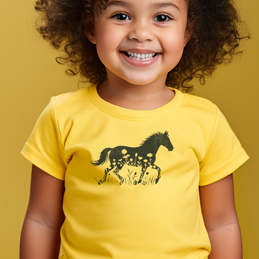 Flower Horse Light Toddler T Shirt - Yellow
